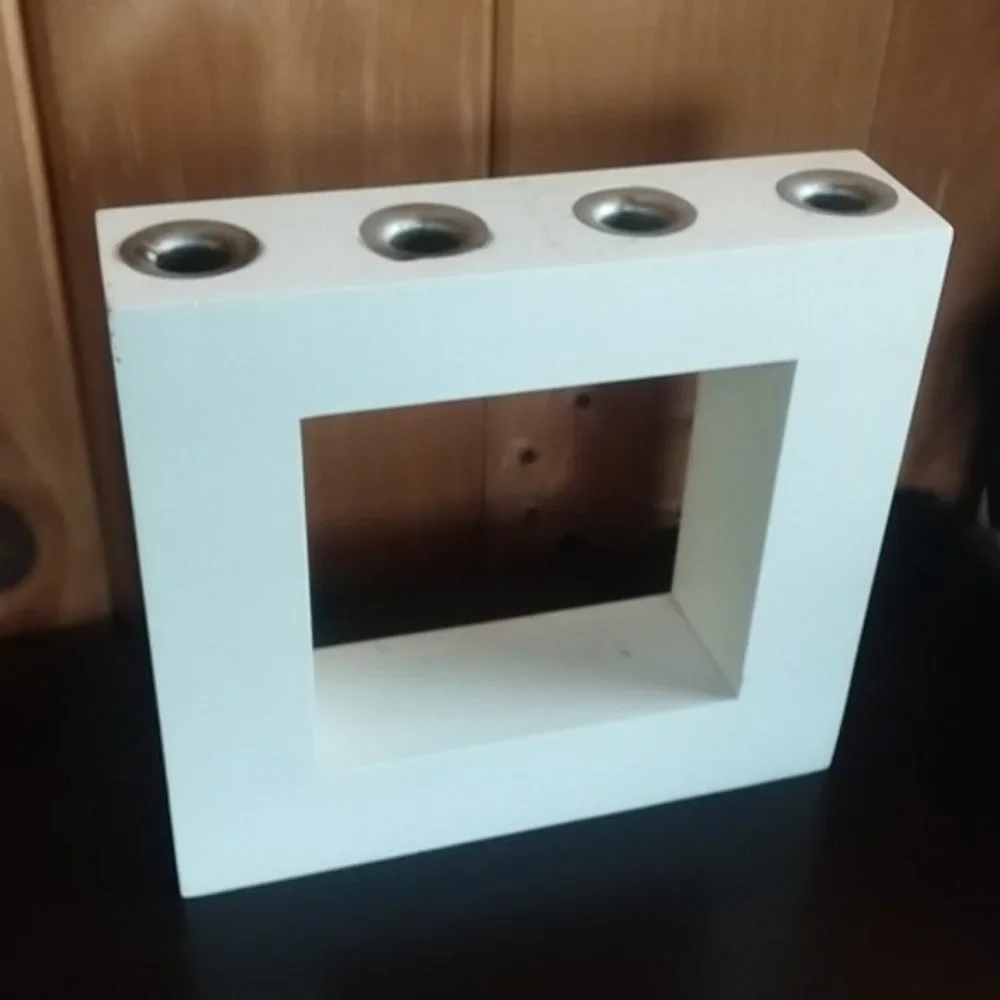 IKEA modern white block candle holder square candleabra minimalist decor square